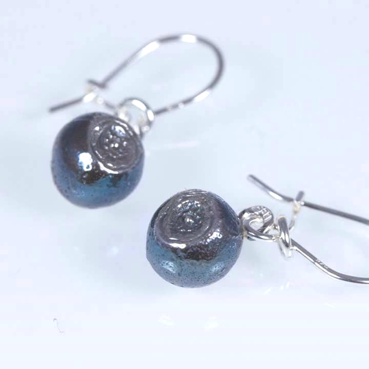 Blueberry, earrings with hooks