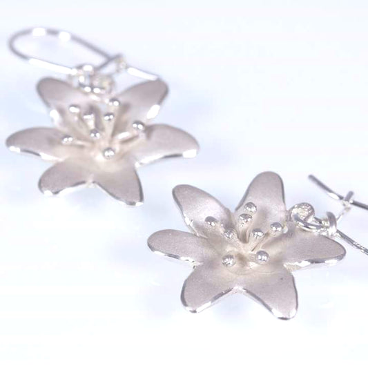 Wood anemone, earrings with hooks