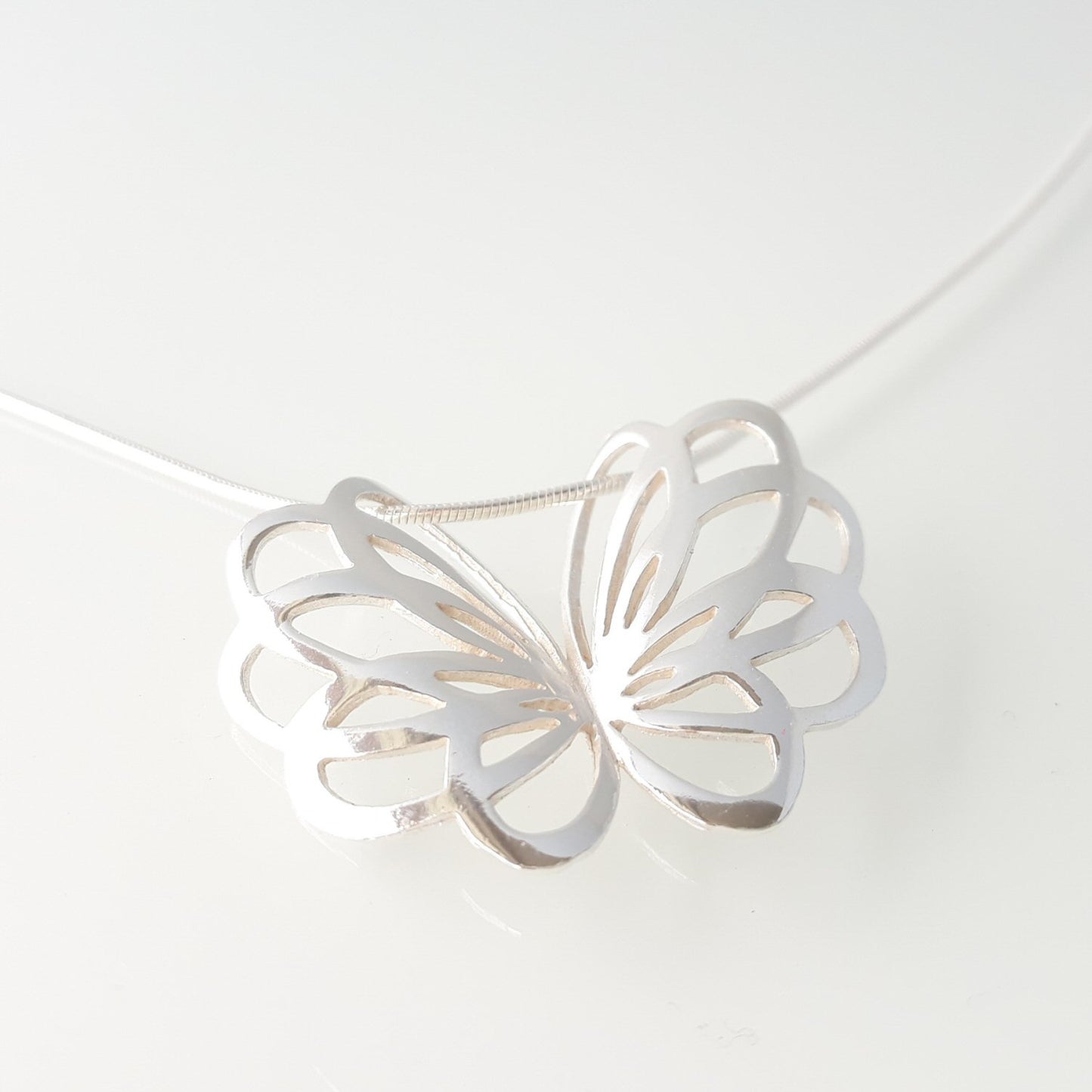Butterfly, necklace with snake chain