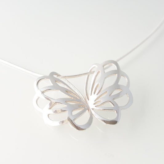Butterfly, necklace with snake chain